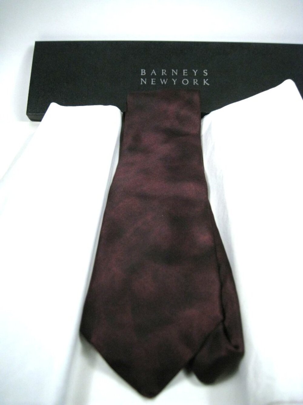 NEW Barneys New York Burgundy Tie Silk Blend Textured Pattern Box